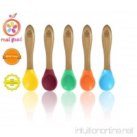 Baby Feeding Spoons |5 pack| Made of Natural Bamboo with food grade silicone Tips. BPA and Phthalate Free. Unisex Baby~Toddler ~ Infant - B01IO0FMCS